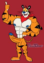 2015 abs biceps big_muscles big_penis blu3danny erection feline flexing frosted_flakes kellogg's looking_at_viewer male male_only mammal muscles nipples pecs penis scarf stripes thick_penis tiger toned tony_the_tiger vein veiny_penis yellow_eyes