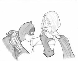 barbara_gordon batgirl batman_(series) breast_sucking breasts dc dc_comics double_breast_sucking female female_only frelncer huge_breasts human kara_zor-l karen_starr large_breasts milf monochrome multiple_females nipple_lick nipple_licking nipples power_girl self_breast_sucking self_lick sucking_nipples suckling superman_(series) young_woman young_woman_and_milf yuri