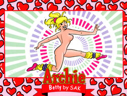 archie_comics betty_cooper blonde_hair breasts female female_only human jumping leg_warmers mostly_nude pale_skin sak shoes side_view solo tagme