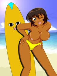 azumanga_daiou beach chiyo-dad female female_only human kagura_(azumanga_daiou) large_breasts solo swimsuit tagme