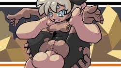 1boy 1girls anal anal_penetration anal_ring anal_sex animated balls bea_(pokemon) big_penis bike_shorts bouncing_breasts dark-skinned_female dark_pussy dark_skin endymionva feet full_nelson full_nelson_(legs_held) full_nelson_anal grey_hair human interracial legs_up light-skinned_male light_skin looking_pleasured nintendo open_mouth pokemon pokemon_ss reverse_stand_and_carry_position ripped_clothing sex shorter_than_10_seconds shorter_than_30_seconds small_breasts sound standing standing_sex torn_clothes vanilla-pete video