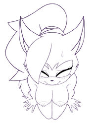 absurd_res anthro bird's-eye_view blush bodily_fluids breasts canid canine canis closed_eyes excito female fur hair hi_res high-angle_view idw_comics idw_publishing mammal mobian mobian_(species) mobian_wolf nipples nude sega solo sonic_(series) sonic_the_hedgehog_(comics) sonic_the_hedgehog_(idw) sonic_the_hedgehog_(series) sweat sweatdrop whisper_the_wolf wolf