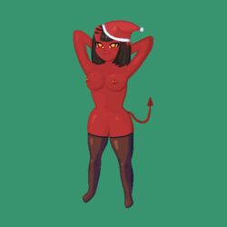 boobamaster christmas_hat demon female meru_(merunyaa) original santa_hat straight_hair succubus tagme