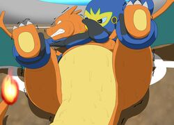 charizard choking dominant_feral grapploct male_only nintendo overweight pokemon pokemon_(species) tagme