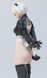 1girls 3d ass_focus big_ass blender catcherrye female female_only large_ass leotard light-skinned_female nier:_automata yorha_2b