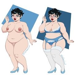 black_hair catgoeslewd chubby homestuck jane_crocker lingerie short_hair thigh_highs