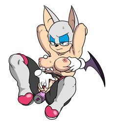 anal anal_masturbation anal_sex annoyed anthro breast_grab breasts chiropteran clothed clothing dildo disembodied_hand duo female fingering floating_hands fondling hand_on_breast hi_res mammal masturbation nipples penetration rouge_the_bat sex_toy simple_background sonic_(series) sonic_the_hedgehog_(series) topless watatanza