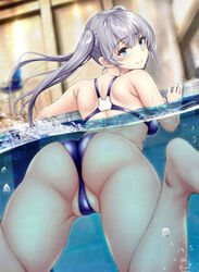 ass female female_focus female_only gentsuki kimi_omou_koi kuroe_(kimi_omou_koi) one-piece_swimsuit original purple_swimsuit swimsuit