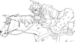 1boy ass clothed clothing horse johnny_joestar jojo's_bizarre_adventure looking_at_viewer male_only midriff slow_dancer_(jjba) solo_male steel_ball_run suggestive suggestive_posing