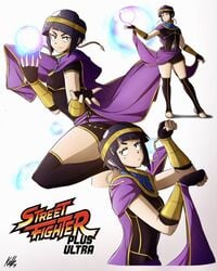 black_eyes black_hair cat_pose kellzallday kyoka_jiro menat_(cosplay) my_hero_academia navel shounen_jump thighhighs