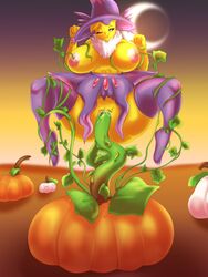 3:4 absurd_res anthro big_breasts bodily_fluids breasts clothing female female_hypno food fruit genital_fluids hi_res hypno kiwipotato legwear mismagius_(cosplay) nintendo nipple_fetish nipple_play penetration plant pokemon pokemon_(species) pumpkin pussy_juice spread_legs spreading tango_(koboldspace) thick_thighs thigh_highs vaginal_penetration video_games vines