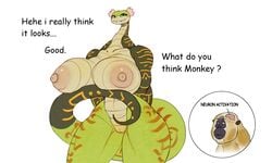 1girls female furry kung_fu_panda large_breasts master_viper meme monkey non-mammal_breasts scalie seductive seductive_smile smile snake venjiiart