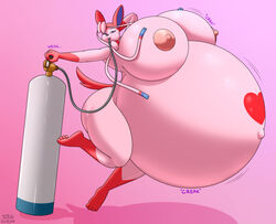 absurd_res anthro areola ass belly belly_expansion belly_inflation big_belly big_breasts big_butt breast_expansion breasts day-tripper-guy deviantart eeveelution expansion female heart hi_res huge_breasts hyper hyper_belly hyper_breasts inflation nintendo pink_body pokémon_(species) pokemon pokemon simple_background solo sound_effects standing sylveon text thick_thighs video_games wide_hips