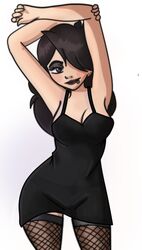 1girls black_hair female fishnet_legwear goth hair_over_one_eye jaiden jaiden_animations lip_ring lipstick makeup medium_breasts solo somebodyendme18 stockings tight_clothing tight_dress youtube youtuber