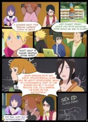 akimichi_chouchou boruto:_naruto_next_generations clothing comic english_text glasses hyuuga_hanabi kakei_sumire kaminarimon_denki kazamatsuri_moegi nara_shikadai naruto naruto_(series) nyxworks page_1 sarada_uchiha uzumaki_boruto