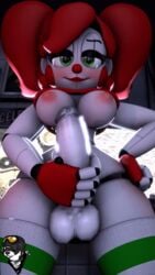 3d animated animatronic baby_(fnafsl) balls circus_baby circus_baby_(fnaf) clown clown_girl five_nights_at_freddy's five_nights_at_freddy's:_sister_location freckles futa_only futanari genitals gif ginger green_eyes gynoid huge_breasts huge_cock jollyferret leggings looking_at_viewer masturbation penis pov red_hair redhead sister_location smile so87baby solo solo_futa source_filmmaker stockings summer_of_87_baby taker_pov teasing testicles thighs white_body white_skin