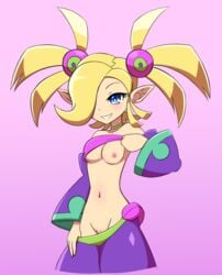 1girls background blonde_hair exposed_breasts exposed_pussy female female_only jamcroiss4nt looking_at_viewer pinup plink_(shantae) shantae shantae_and_the_seven_sirens smooth_skin solo