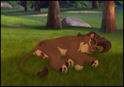 anus baliyo baliyo_(the_lion_guard) balls brown_body brown_fur brown_hair brown_skin cum cum_on_penis disney feline feline_penis feral grass kaion lion male_only paws sleeping solo sperm the_lion_guard the_lion_king