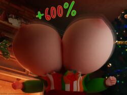 3d ahegao blender bottomless breast_enlargement breast_expansion christmas christmas_tree eyewear female fireplace gigantic_breasts glasses growth huge_breasts hyper hyper_breasts large_breasts mei_(overwatch) overwatch sweater vanasmut