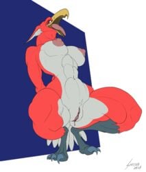 2020 abs anthro avian beak biceps big_breasts big_nipples bodily_fluids breasts claws clitoris crouching deltoids digitigrade dripping dripping_pussy feathers female fur furry furry_only genital_fluids genitals gryphon hands_behind_back hi_res looking_at_viewer looking_down low-angle_view muscular muscular_anthro muscular_female mythological_avian mythology naked narrowed_eyes navel nipples nude perspective plump_labia pubes pussy pussy_juice red_body red_fur shredded_wheat signature simple_background sketch solo solo_female tail tail_feathers talons thick_thighs tongue tongue_out white_body white_fur wide_hips wingless_avian worm's-eye_view