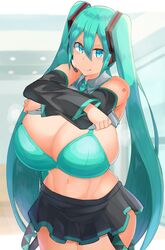 blue_eyes blue_hair facominn hatsune_miku huge_breasts large_breasts long_hair looking_at_viewer tongue_out twintails very_long_hair vocaloid