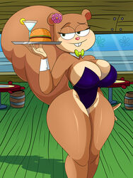 1girls alcohol animal_ears animal_humanoid anthro ass blush breasts brown_body brown_fur buckteeth cleavage cocktail eyelashes eyes_half_open female fingers flower flower_in_hair fluffy_tail fur furry glass hamburger hi_res high_resolution holding_object krabby_patty large_breasts legs looking_at_viewer mammal neckerchief nickelodeon posing restaurant rodent sandy_cheeks seductive_look shoulders smile smooth_fur sonson-sensei spongebob_squarepants squirrel standing tail thick_ass thick_thighs thighs thin_waist tree_squirrel waitress wide_hips wrist_cuffs