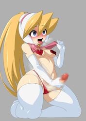 1futa afterimage ahe_gao big_penis blonde_hair breasts censored ciel_(mega_man) elbow_gloves erection futa_only futa_sans_balls futanari gloves intersex kneeling long_hair masturbation mega_man mega_man_zero mosaic_censoring motion_blur navel pale_skin panties partially_clothed pasties penile_masturbation penis semikichi shirt shirt_lift shirt_up solo stroking thighhighs tongue tongue_out