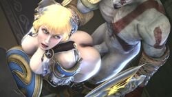 1girls 3d animated blonde_hair crossover hetero kratos long_hair milf sophitia_alexandra soul_calibur sound stoneddude video