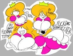 1girls big_breasts crown cute female funny humor meme meme_reference oboithisisfunky oh_these?_(meme) orange_hair original_character pink_dress princess princess_backache princess_libiris_ubera smug white_skin