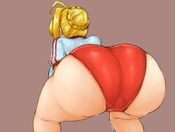 ass bent_over big_ass blonde_hair bloomers buruma cameltoe fate/extra fate_(series) female hair_bun nero_claudius_(fate) nero_claudius_(olympian_bloomers) steaming_tofu steamingtofu sweat thick_thighs wide_hips