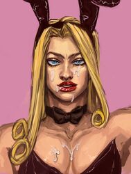 1boy blonde_hair bowtie bunny_boy bunny_ears bunnysuit crossdressing cum_on_face facial funny_valentine gay jojo's_bizarre_adventure long_hair looking_at_viewer male_only red_lipstick smirk solo_male steel_ball_run toned toned_male yaoi