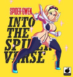 1girls big_breasts blonde_hair blue_eyes breasts female_superhero ghost-spider gwen_stacy hairband high_heels kamui_(kill_la_kill) kill_la_kill linkartoon marvel maskless short_hair smiling smiling_at_viewer spandex spider-gwen spider-man:_into_the_spider-verse spider-man_(series) stiletto_heels studio_trigger superhero superheroine thick_thighs very_high_heels voluptuous watermark wide_hips