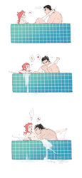 1boy 1girls bath bathing blush couple cute facing_another feet holding jojo's_bizarre_adventure jotaro_kujo kissing kissing_nipples larger_male muscular muscular_male nipple_suck noriaki_kakyoin playful romantic romantic_couple rule_63 side_view size_difference smaller_female stardust_crusaders straight sucking_nipples surprised tagme_(artist) teasing