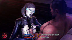 1boy 1girls 3d abs bioware blue-tinted_eyewear bodysuit catsuit commander_shepard cyborg dialogue edi female freemale handjob large_penis latex licking_penis lipstick male male/female maleshep mass_effect mass_effect_3 muscular_male outercourse paizuri robot robot_girl sex source_filmmaker straight technophilia text tinted_eyewear visor