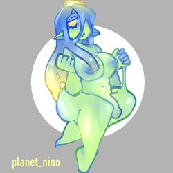 1futa areolae balls big_breasts breasts dickgirl futa_only futanari green_body green_skin hair_over_one_eye humanoid long_ears monster_girl nude penis planet_nin pose pseudo_hair simple_background slightly_chubby slime slime_girl solo tagme thick_thighs yellow_eyes