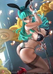 1girls animated big_breasts bikini bulma_(bunny) bulma_briefs bunny_costume bunny_ears bunny_girl bunny_tail capsule_corporation_logo dragon_ball dragon_ball_(classic) high_heels realistic sakimichan shorter_than_30_seconds solo sound stockings stripper stripper_pole tagme teal_hair teenager thighhighs video