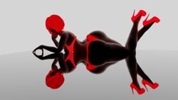 3d alternate_costume assdepik big_ass big_breasts big_butt big_thighs bra dark-skinned_female dark_nipples dark_skin dat_ass female female_only high_heels nier:_automata red_bra red_dress red_hair red_high_heels red_panties yorha_2b