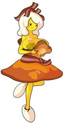 1girls adventure_time alternate_breast_size areola areolae bacon big_breasts breakfast_princess breasts cartoon_network dress eggs huge_breasts large_breasts nipples solo vicsaperv white_hair yellow_skin