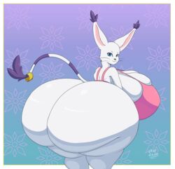 anthro anthrofied ass big_ass big_breasts breasts demont digimon digimon_(species) domestic_cat enormous_ass enormous_breasts fat_ass feline female furry gatomon gigantic_ass huge_ass huge_breasts huge_butt hyper hyper_ass hyper_breasts hyper_butt looking_back markings massive_ass purple_markings solo standing tail_markings tail_ring thick_thighs vant_talon whiskers white_body white_fur