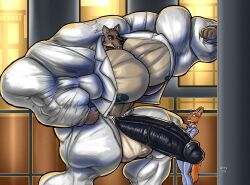 abs anthro biceps diane_foxington furry hyper hyper_balls hyper_genitalia hyper_muscles hyper_penis hyper_testicles male male_focus male_only mr._wolf_(the_bad_guys) muscle muscles muscular muscular_arms muscular_ass muscular_back muscular_legs muscular_male muscular_thighs nipples pecs penis_on_chest penis_on_pecs poodledoodles the_bad_guys veins veiny_penis wolf