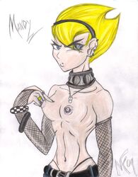 belt breasts cartoon_network clothing female female_only goth human mandy mandy_(billy_and_mandy) maujenfijeta nipples pale_skin piercings pointy_chin short_hair solo straight_hair tagme the_grim_adventures_of_billy_and_mandy topless yellow_hair