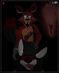 2014 alexgoneloco anal anal_sex animal_genitalia animatronic anthro blood canine canine_penis five_nights_at_freddy's fox foxy_(fnaf) furry hook knot machine male mammal mechanical oil penetration penis sex sharp_teeth smooth_skin teeth video_games wereblood yaoi