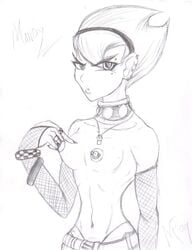 aged_up belt breasts cartoon_network clothing female female_only human mandy mandy_(billy_and_mandy) maujenfijeta monochrome pointy_chin short_hair solo straight_hair tagme the_grim_adventures_of_billy_and_mandy topless