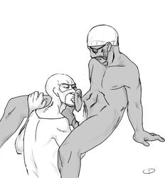 2boys 2d balaclava dark-skinned_male demoman demoman_(team_fortress_2) erection eye_patch facial_hair fellatio giving_head going_down_on holding_penis human human_male human_only legs_held_open licking_penis looking_at_penis male male_only nude oral_sex spy spy_(team_fortress_2) team_fortress_2 tongue_out watch_cap yaoi