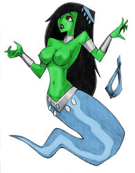 00s 2000s arabian arabian_clothes armband black_hair bra bra_removed breasts choker colored curvy danny_phantom desiree female female_only ghost ghost_girl green_skin hair_over_one_eye harem_outfit large_breasts lipstick long_hair navel nickelodeon perky_breasts purple_lipstick red_eyes rodjim solo thick_lips toned topless undressing vambraces very_long_hair white_background