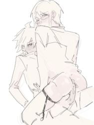 anal anal_sex anal_sex ass blush danganronpa danganronpa:_trigger_happy_havoc garter_belt gay gay_anal gay_sex looking_back male male/male male_focus male_only male_penetrated male_penetrating male_penetrating_male naegi_makoto riding riding_penis togami_byakuya yaoi