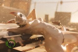 3d_(artwork) absurd_res animal_genitalia anthro blender_(artwork) breasts canid canine canine_genitalia digital_media_(artwork) fallout female fur genitals heterochromia hi_res hybrid inner_ear_fluff living_tail mammal microsoft naga6kiwi neck_tuft night_stalker_(fallout) nipples nude pit_viper rattlesnake reptile scales scalie snake snake_tail solo tail tuft unnamed_character unusual_anatomy unusual_tail viper