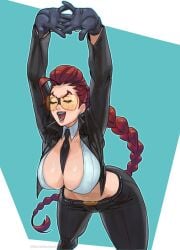 2d capcom crimson_viper female meme milf street_fighter stretching tagme tinted_eyewear torashu-kun