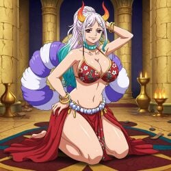 ai_generated harem_outfit kneeling large_breasts one_piece yamato_(one_piece)