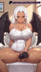 1girls 2025 ai_generated angel angel_wings artist_name bird_tail bird_wings black_feathers black_wings breasts breasts breasts brown_wings bust chest covered_nipples cowgirl_position dark-skinned_female dark_skin earrings electroworld feathered_wings female harpy hi_res high_quality high_resolution highres indoors jewelry legs_apart legs_spread mini_wings one_piece open_legs patreon patreon_username s-snake_(one_piece) single_wing smile splayed_legs spread_legs spread_wings stable_diffusion straddling talons thighs watermark white_wings winged_arms wings yellow_eyes